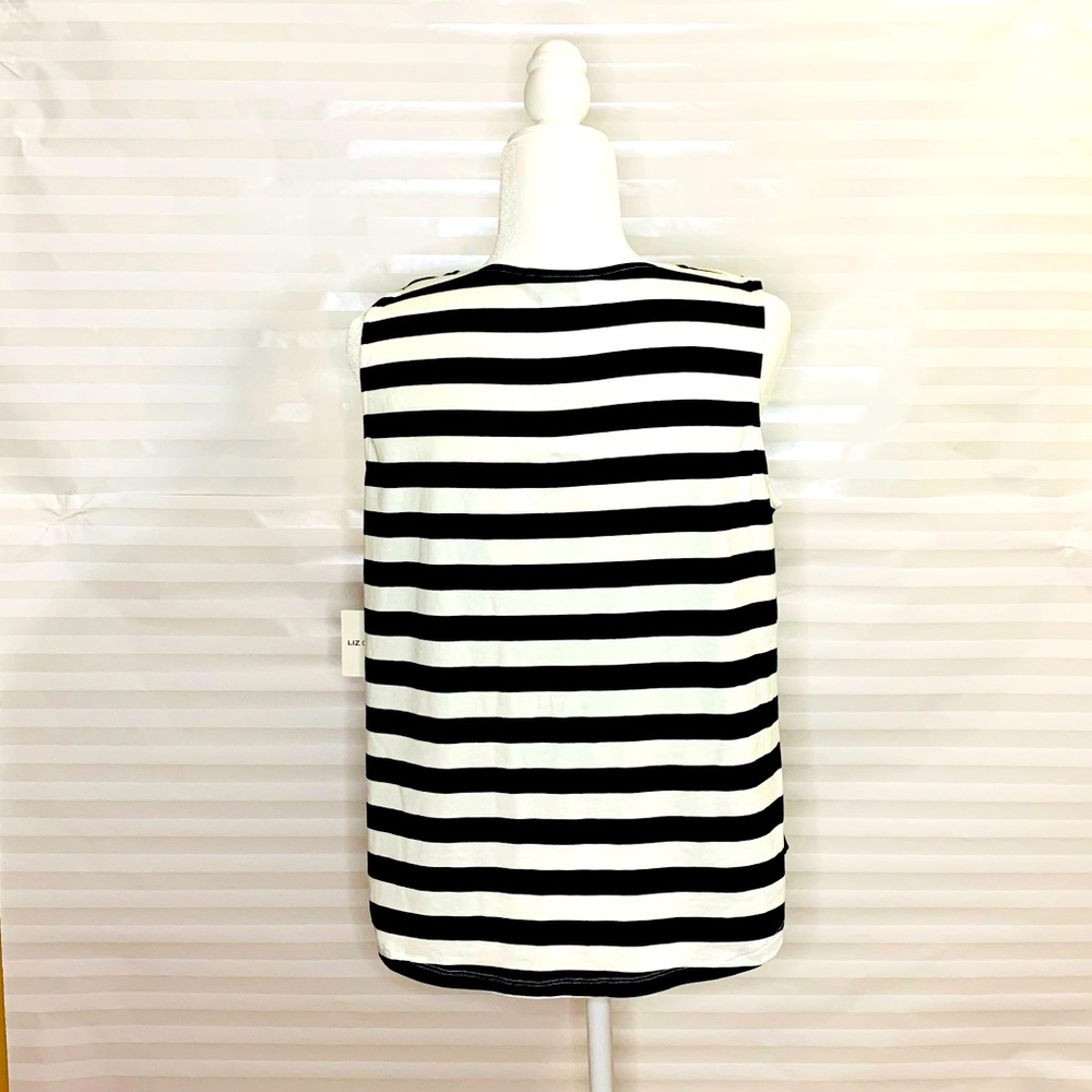 white and black striped blouse